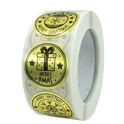 50-500Pcs Merry Christmas Stickers Gold Stamping Christmas Label for Child Gift Decor Shop Product Packaging Stickers Label