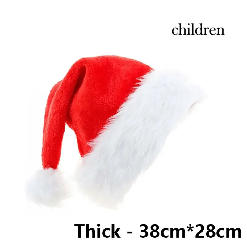 Christmas Hats New Year Thick Plush Hat Adults Kids Hat Christmas Decorations for Home Xmas Santa Claus Gifts Warm Winter Cap