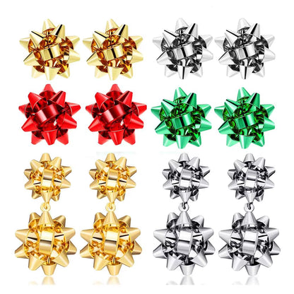 Christmas Bow Earrings Xmas Present Bow Earrings Christmas Stud Earrings for Women Girls 2023 Fashion New Year Gift