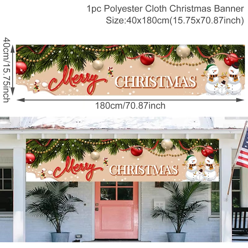 Merry Christmas Banner Christmas Decor for Home Outdoor 2024 Navidad Noel Christmas Ornaments Xmas Gifts New Year 2025