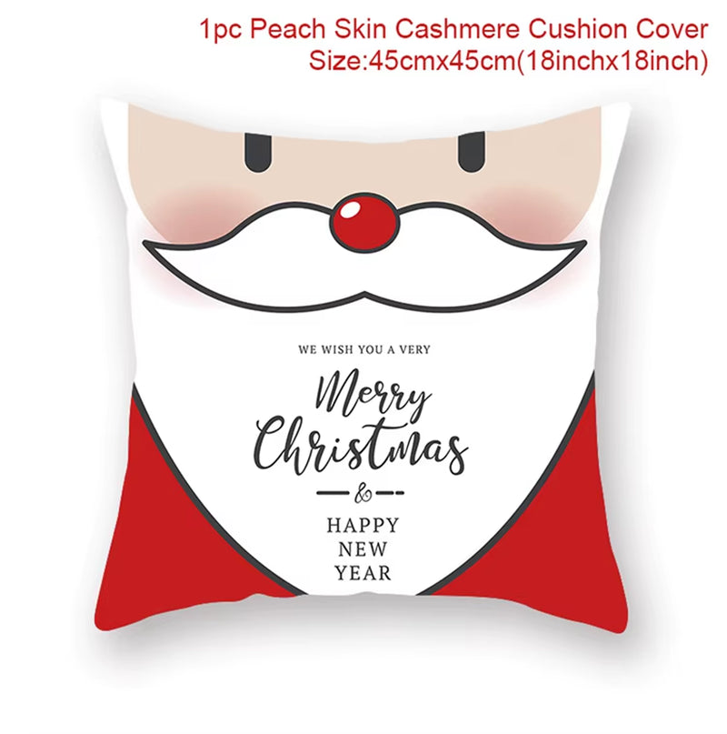Christmas Cushion Cover Christmas Ornaments Merry Christmas Decorations for Home 2023 XMAS Navidad Noel Gifts New Year 2024
