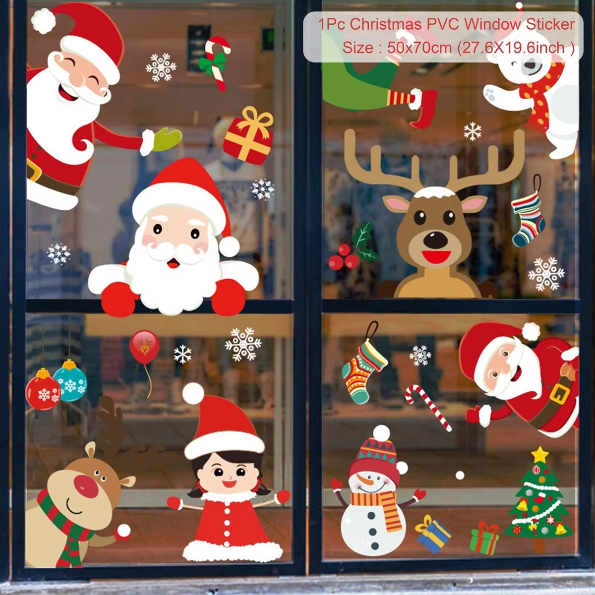 Christmas Wall Window Stickers Marry Christmas Decoration for Home 2024 Christmas Ornaments Xmas Navidad Gift New Year 2025