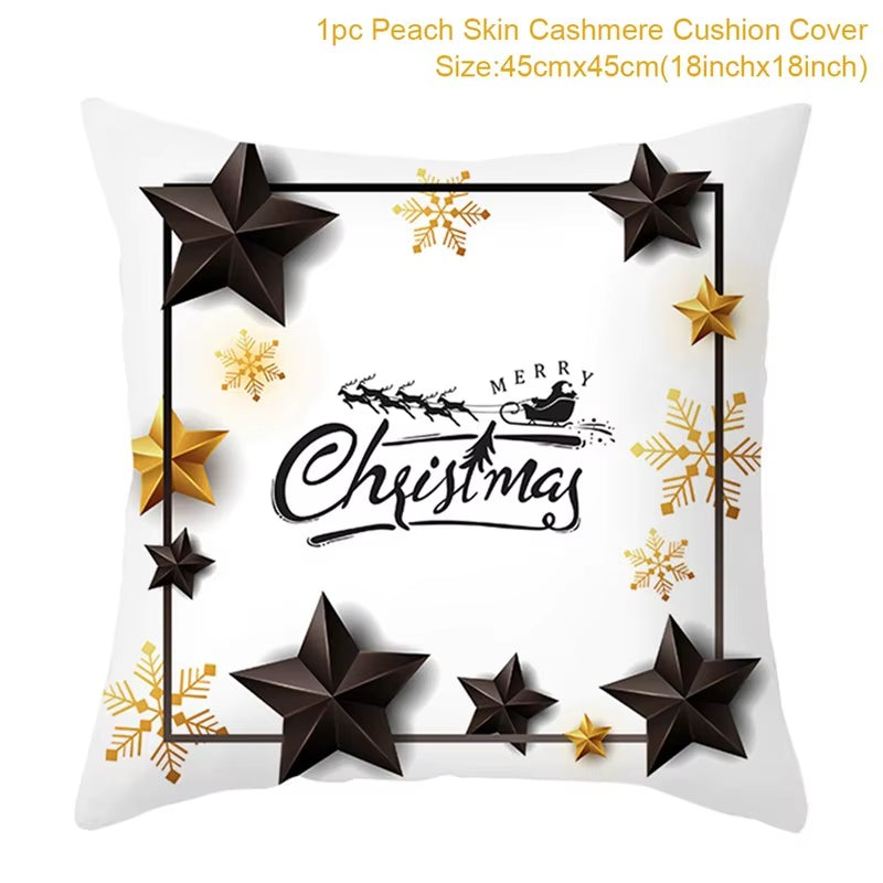 Christmas Cushion Cover Christmas Ornaments Merry Christmas Decorations for Home 2023 XMAS Navidad Noel Gifts New Year 2024