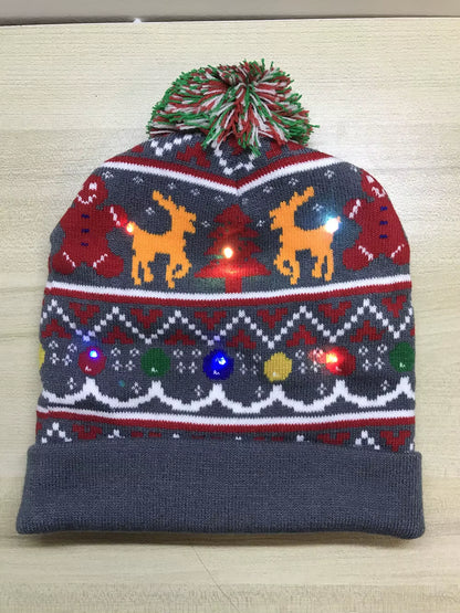 Knitted LED Christmas Hat Beanie Light up Illuminate Warm Hat Christmas Tree Snowman Kids Adults New Year Christmas Decor
