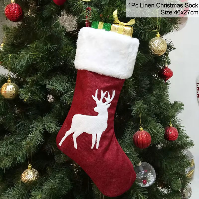 Knitted Christmas Stocking Socks Sack New Year Gift Candy Bags Christmas Decorations for Home Xmas Tree Hanging Ornaments Natal