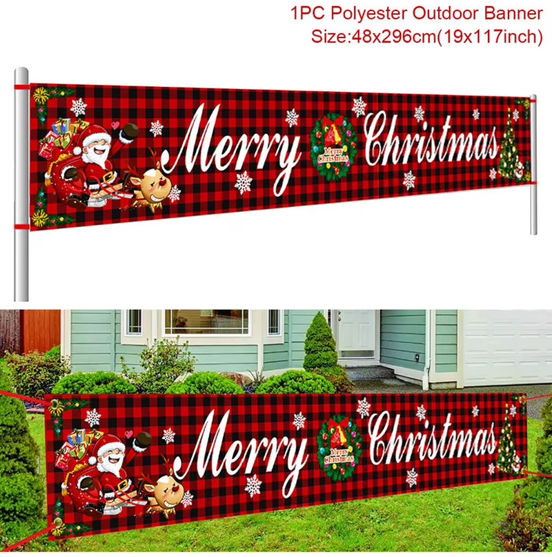 Merry Christmas Banner Christmas Decor for Home Outdoor 2024 Navidad Noel Christmas Ornaments Xmas Gifts New Year 2025