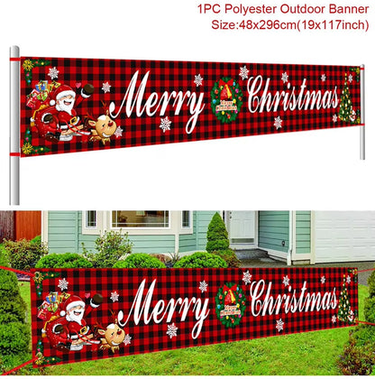 Merry Christmas Banner Christmas Decor for Home Outdoor 2024 Navidad Noel Christmas Ornaments Xmas Gifts New Year 2025