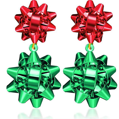 Christmas Bow Earrings Xmas Present Bow Earrings Christmas Stud Earrings for Women Girls 2023 Fashion New Year Gift