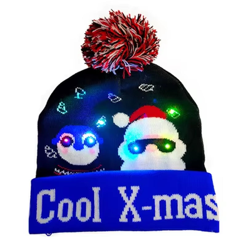 Knitted LED Christmas Hat Beanie Light up Illuminate Warm Hat Christmas Tree Snowman Kids Adults New Year Christmas Decor