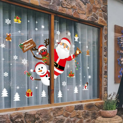 Christmas Wall Window Stickers Marry Christmas Decoration for Home 2024 Christmas Ornaments Xmas Navidad Gift New Year 2025