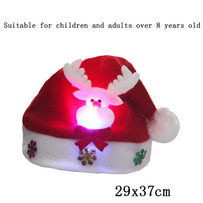 Knitted LED Christmas Hat Beanie Light up Illuminate Warm Hat Christmas Tree Snowman Kids Adults New Year Christmas Decor