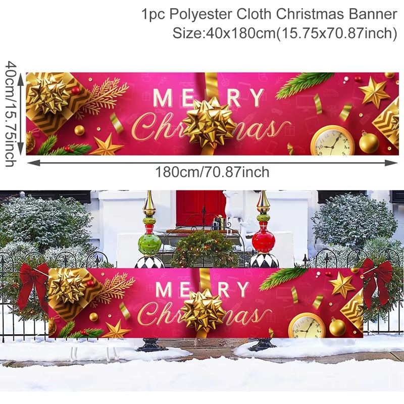 Merry Christmas Banner Christmas Decor for Home Outdoor 2024 Navidad Noel Christmas Ornaments Xmas Gifts New Year 2025