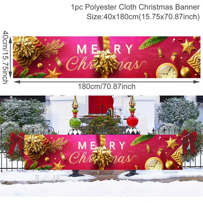 Merry Christmas Banner Christmas Decor for Home Outdoor 2024 Navidad Noel Christmas Ornaments Xmas Gifts New Year 2025