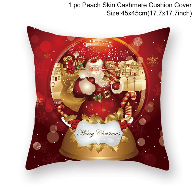 Christmas Cushion Cover Christmas Ornaments Merry Christmas Decorations for Home 2023 XMAS Navidad Noel Gifts New Year 2024