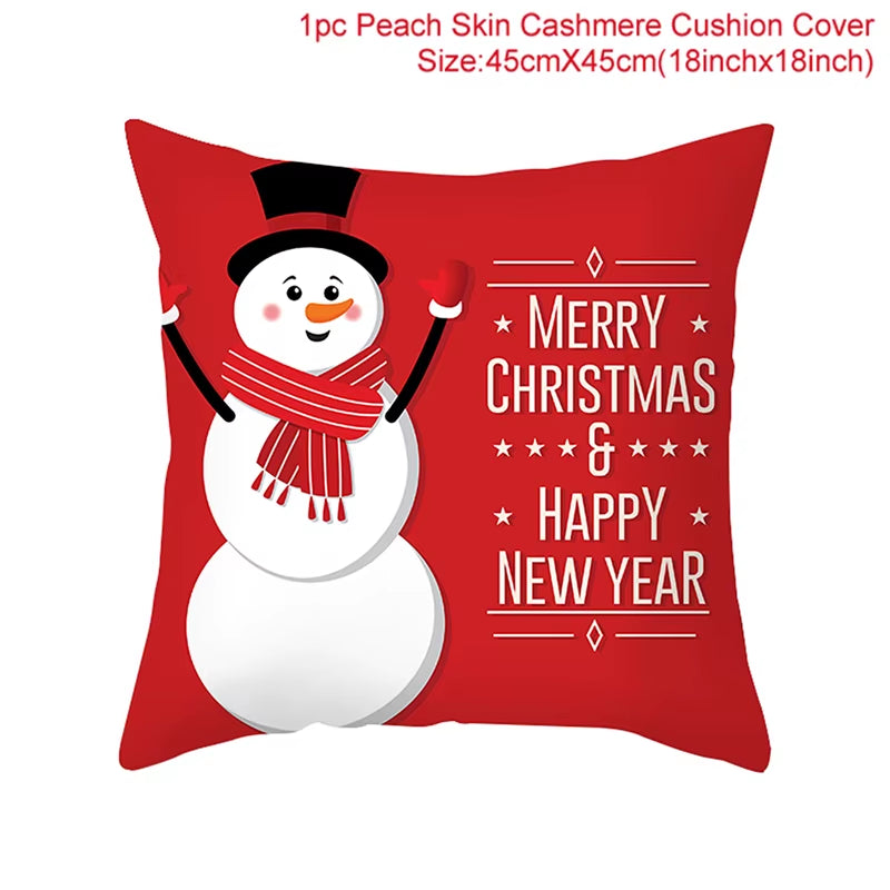 Christmas Cushion Cover Christmas Ornaments Merry Christmas Decorations for Home 2023 XMAS Navidad Noel Gifts New Year 2024