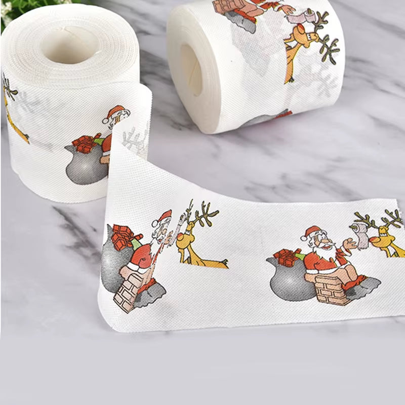 Christmas Pattern Color Toilet Paper, Santa Christmas Tree Printed Tissue, Home Gifts, Happy New Year, 2024